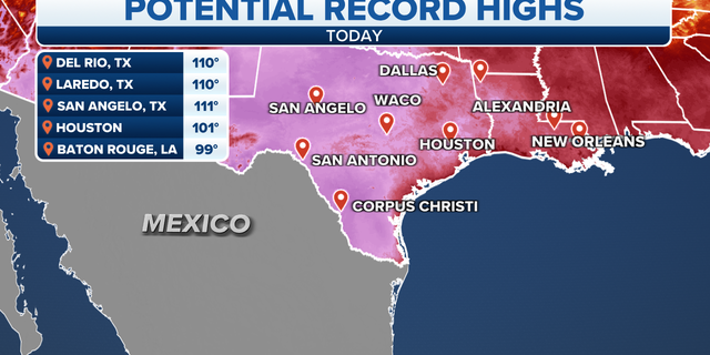 A map of potential record highs