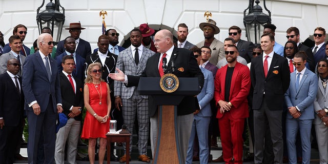 Andy Reid speaks at the White House