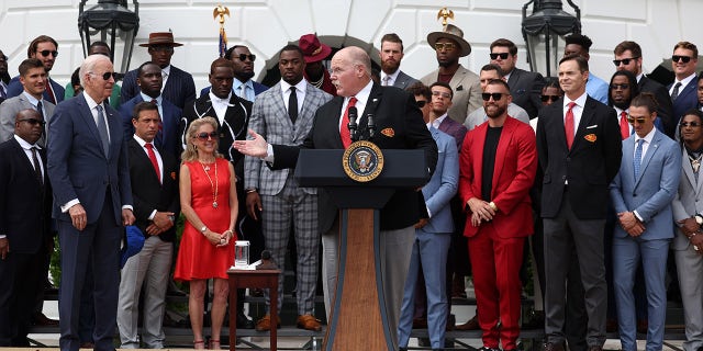 Andy Reid speaks at the White House