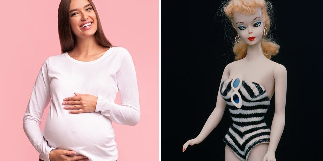 barbie doll and pregnant woman