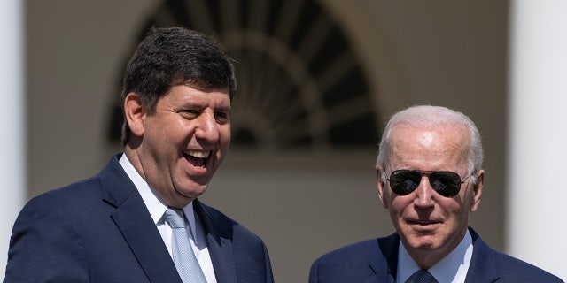 ATF nominee Steve Dettelbach stands adjacent to President Joe Biden