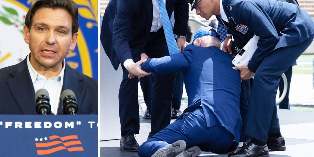 Ron DeSantis, President Biden fall