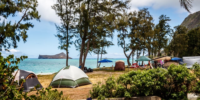 Campground on a beach