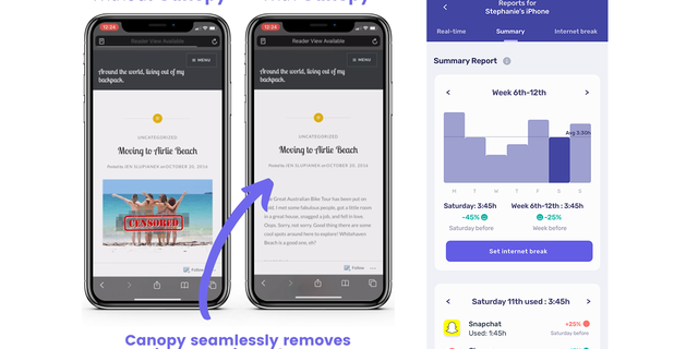 Canopy parental controls removing bad photos