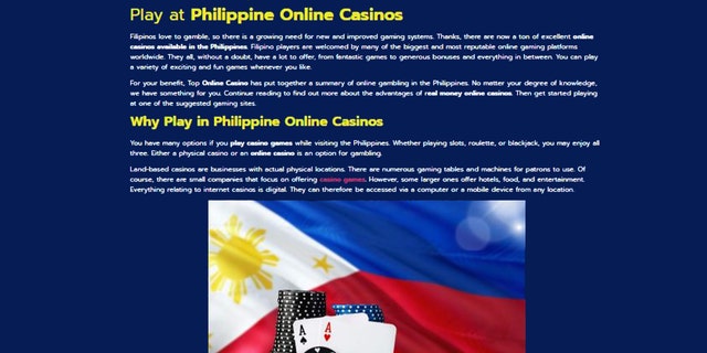 Screenshot of online gambling wesbite