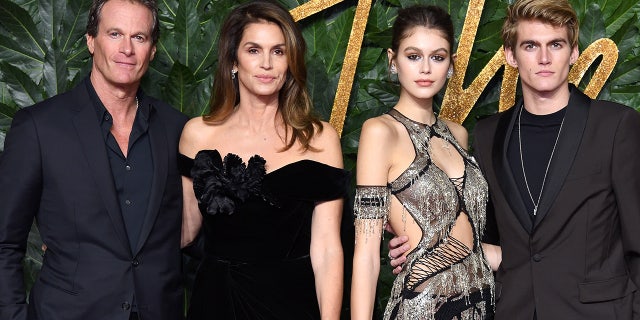 Cindy Crawford, Rande Gerber, Kaia Gerber and Presley Gerber at the Fashion Awards in 2018