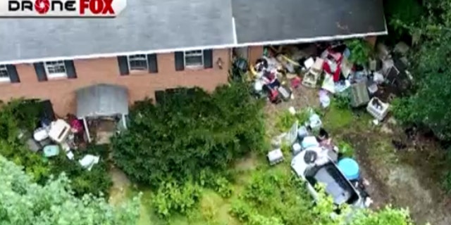 Crates outside Barbara Wible's home