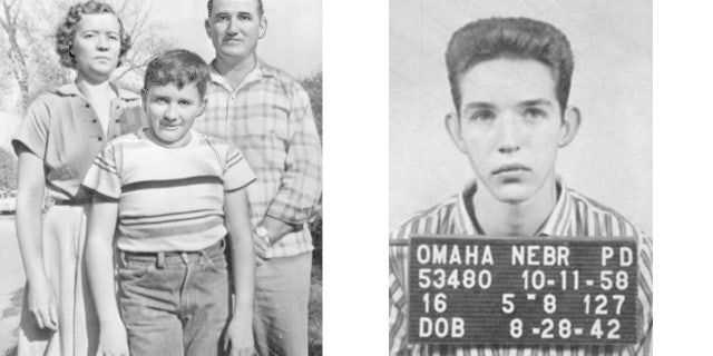 A family portrait of the Arnolds and William Leslie Arnold's booking photo for his parent's murder.