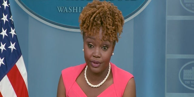 Karine Jean-Pierre during White House press briefing.