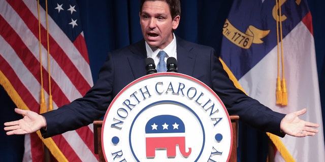 Florida Gov. Ron DeSantis speaks at the North Carolina GOP Old North State Dinner