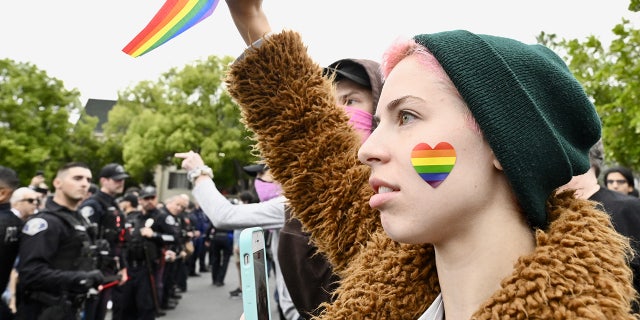 A pro-LGBTQ+ protester