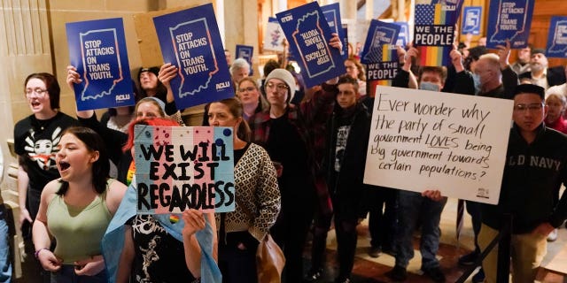 Demonstration against trans law in Indiana