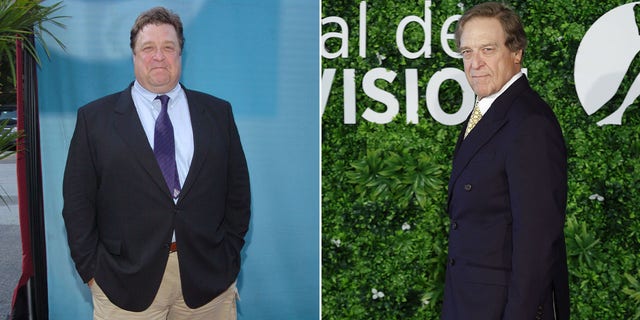 A split image of John Goodman in 2004 and John Goodman now.
