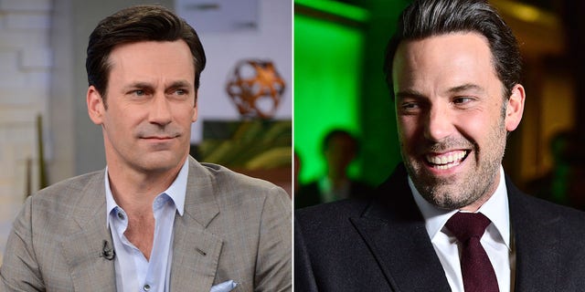 A split image of Jon Hamm and Ben Affleck