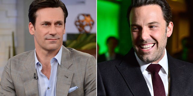 A split image of Jon Hamm and Ben Affleck