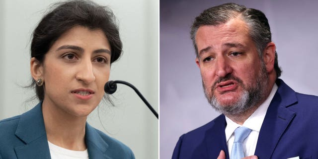Lina Khan, FTC chair, left; right, Sen.Ted Cruz