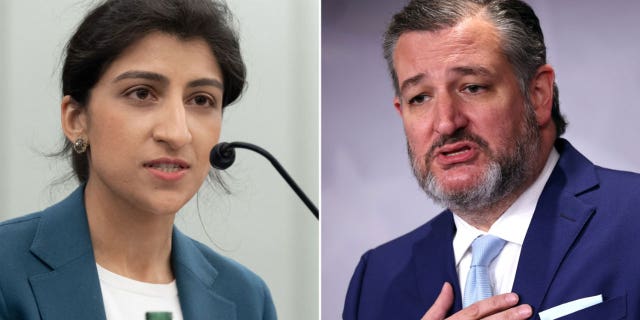 Lina Khan, FTC chair, left; right, Sen.Ted Cruz