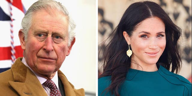 A split photo of King Charles and Meghan Markle