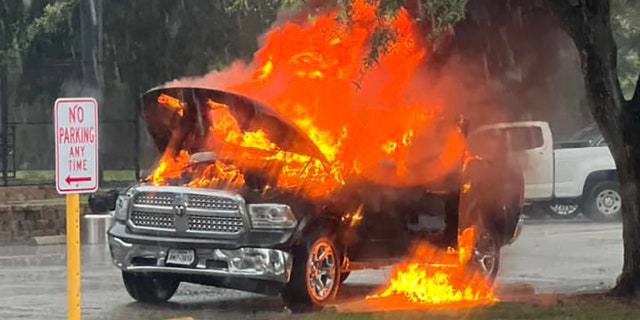 flames engulfing truck