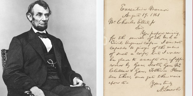 lincoln next to his letter