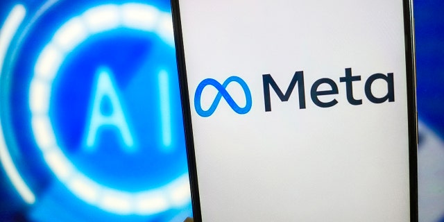 The Meta logo on a phone