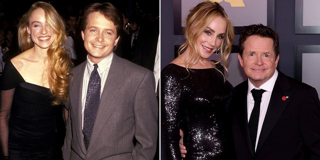 Tracy Pollan and Michael J. Fox then and now split