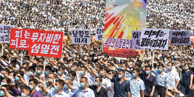 The photo is from the rally in Pyongyang