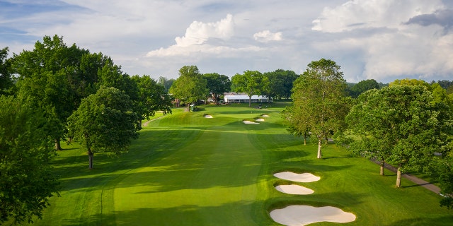 An overhead photo of Oak Hill Country Club in Rochester, New York