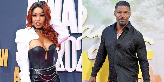 A split image of Porscha Coleman and Jamie Foxx