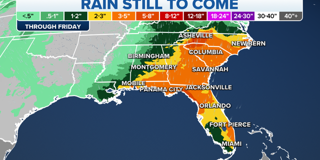 Southeast rainfall forecast
