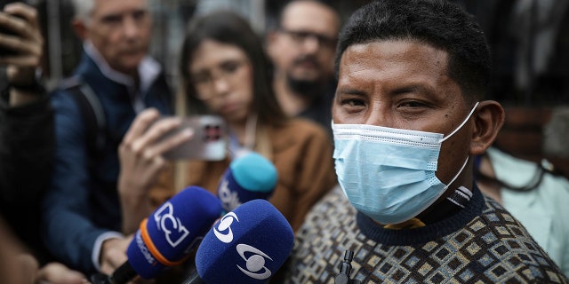 Manuel Ranoque speaking to reporters