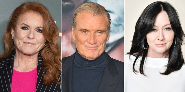 Duchess of York Sarah Ferguson alongside Dolph Lundgren and actor Shannen Doherty