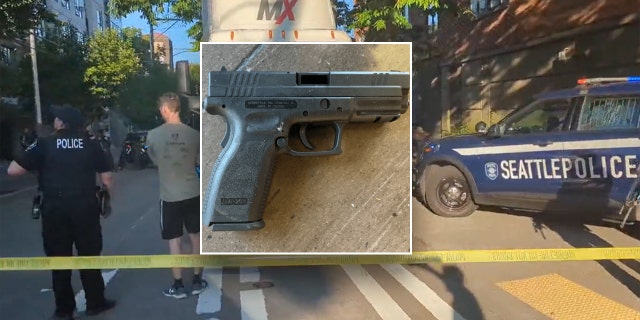 A gun, Seattle police officers