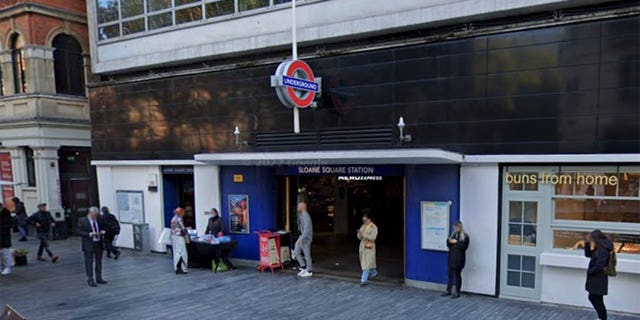 Street view of Sloane station in London.