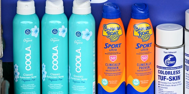 Sunscreen on a store shelf