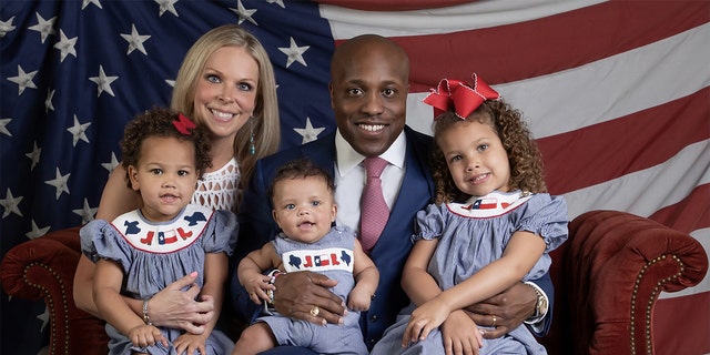 Texas Republican Rep. Wesley Hunt is pictured with his family