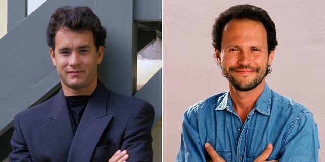 A split image of Tom Hanks and Billy Crystal.