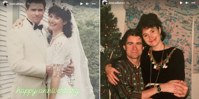 Treat Williams and Pam Van Sant pose for pictures on their wedding day and at home on Christmas