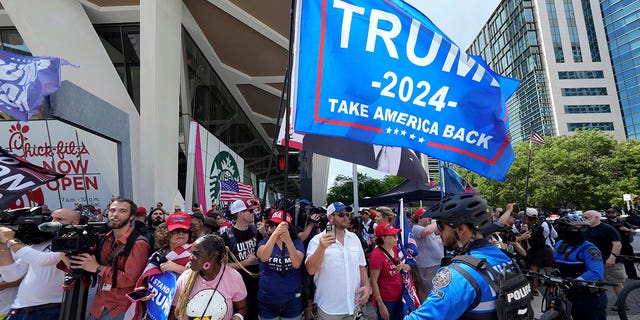 trump supporters outside Miami courthouse