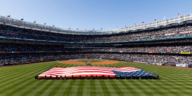 Yankee Stadium during anthem