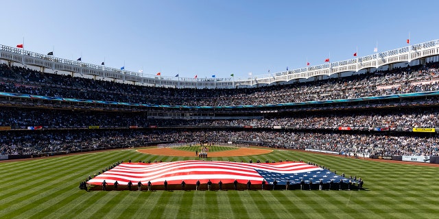 Yankee Stadium during anthem