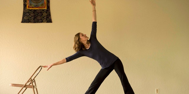 A woman doing a yoga pose