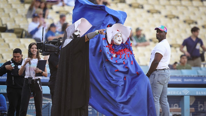 The Sisters of Perpetual Indulgence honored during a pregame Pride Night ceremony at Dodger Stadium