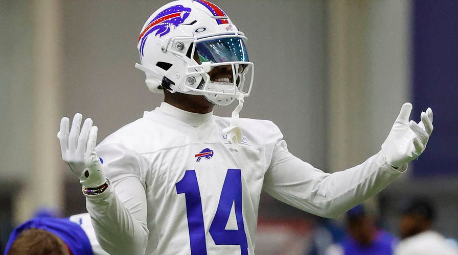 Buffalo Bills wide receiver Stefon Diggs (14) runs off the field