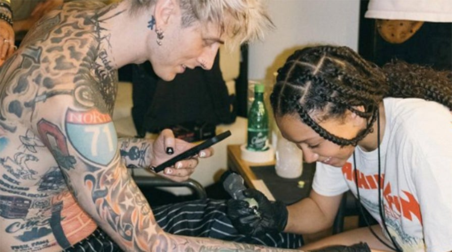 Travis Barker and Machine Gun Kelly show off matching tattoos as they  announce new album  Irish Mirror Online
