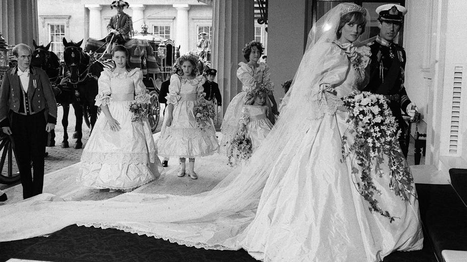 Princess Diana photographed at her wedding