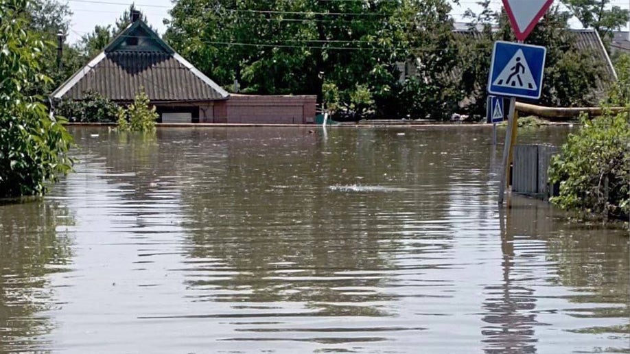 a submerged house in Kherson