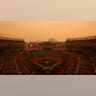 Yankee Stadium covered in smoke