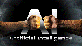 AI and artificial intelligence electric text animation.Communication, artificial intelligence.Machine learning and the superiority of the digital future. Robotics machine and deep learning. Ai concept