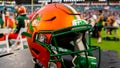A FAMU helmet sits atop a table during the Orange Blossom Classic game between the Florida A&amp;amp;M Rattlers and the Jackson State Tigers on Sunday September 5th, 2021 at Hard Rock Stadium in Miami Gardens, FL.